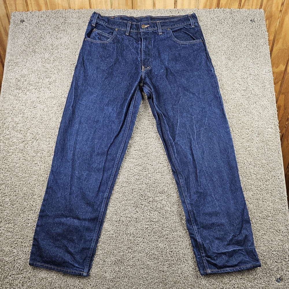 Prison Blues Jeans Mens 40x32 Dark Blue Denim Straight Leg Made USA Workwear